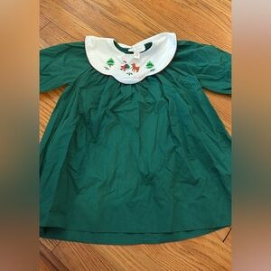 Rosalina Collections Green Holiday Dress with Embroidered Collar